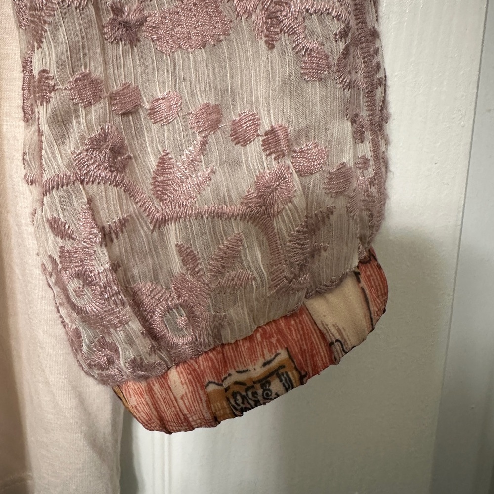 Tiny by Anthropologie Lace Bib Blouse in Pink and Cream NWOT - Picture 7 of 11